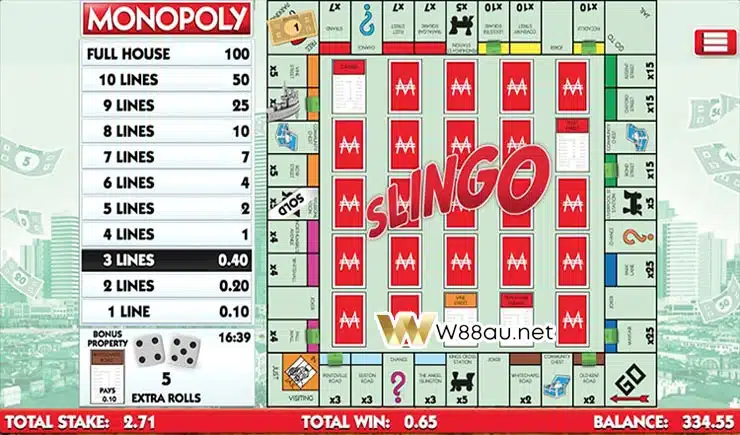 How to play Monopoly Slingo Slot